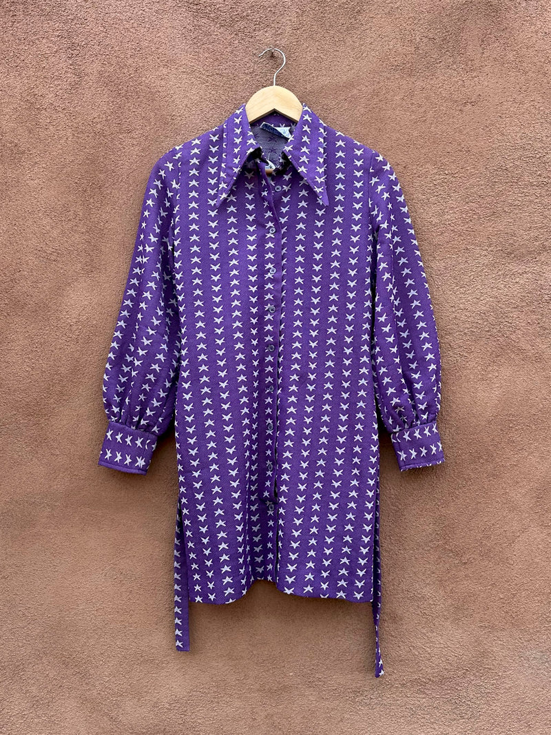 1960's Bobbie Brooks Purple Go Go Dress with Stars