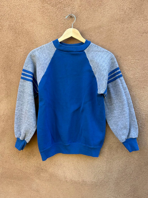 1970's Blue and Gray Raglan Sweatshirt, as is