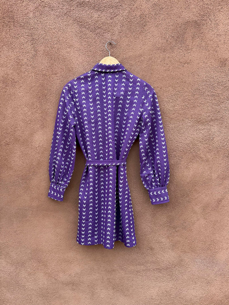 1960's Bobbie Brooks Purple Go Go Dress with Stars