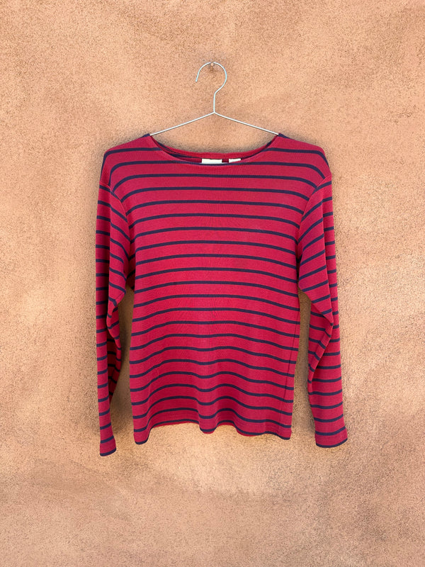 Blue & Red Striped Long Sleeve L.L.Bean Top