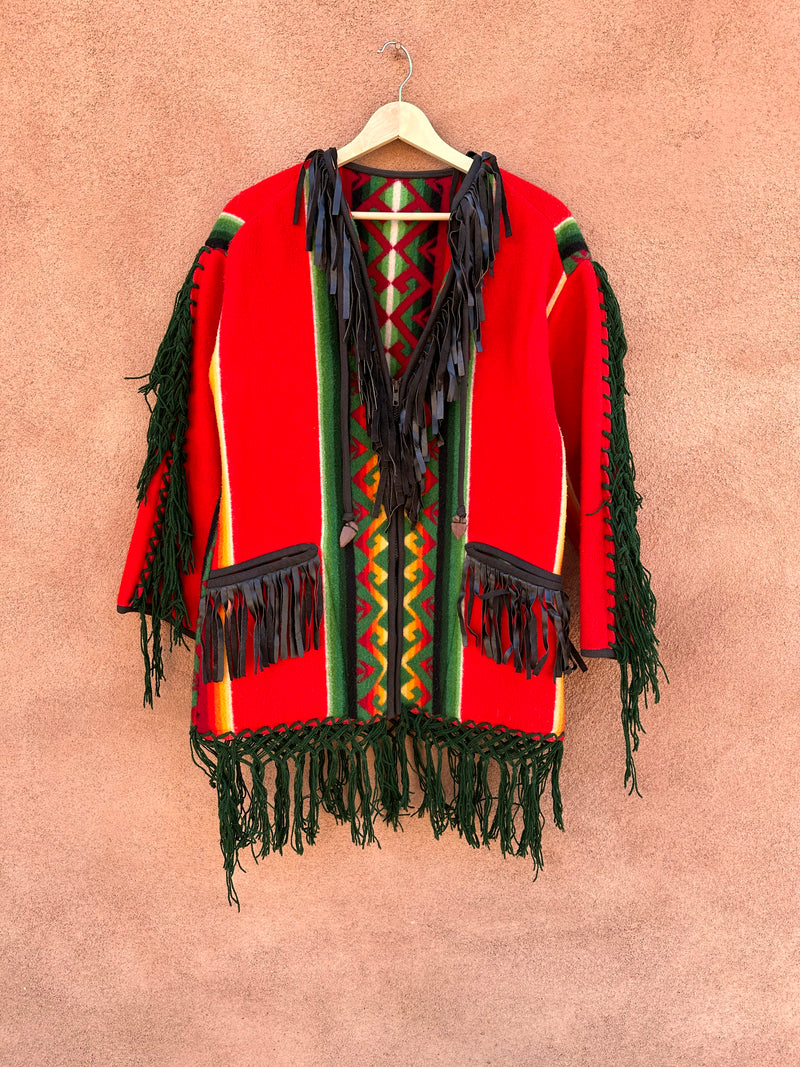 Handmade Pendleton Jacket with Fringe Pockets & Arrowheads