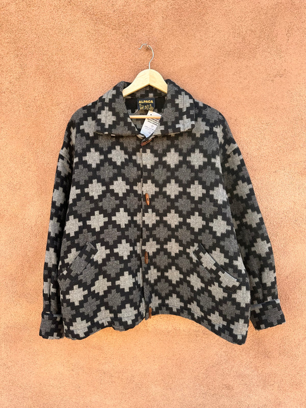 Gray & Black Alpaca Jacket with Wood Buttons