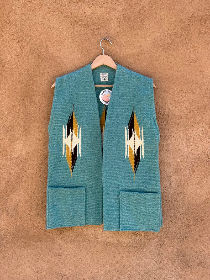 1960's Ortegas Weaving Shop Turquoise Vest