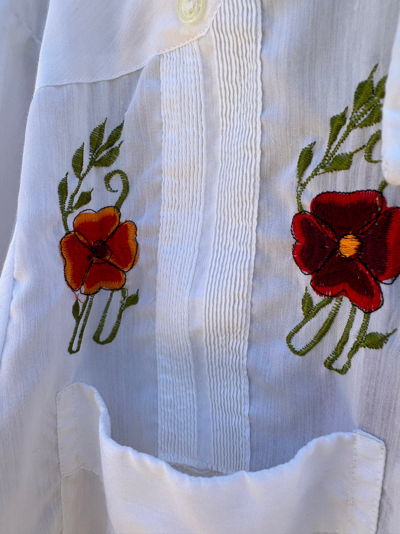Floral Embroidered Guayabera 1960's Tony Creaciones Shirt