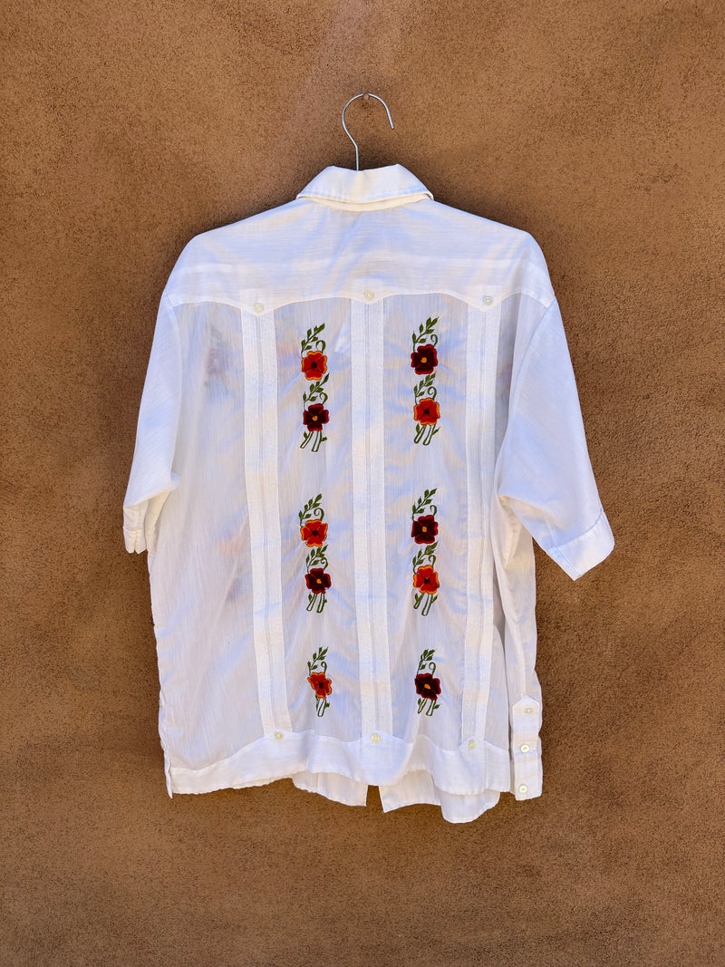 Floral Embroidered Guayabera 1960's Tony Creaciones Shirt