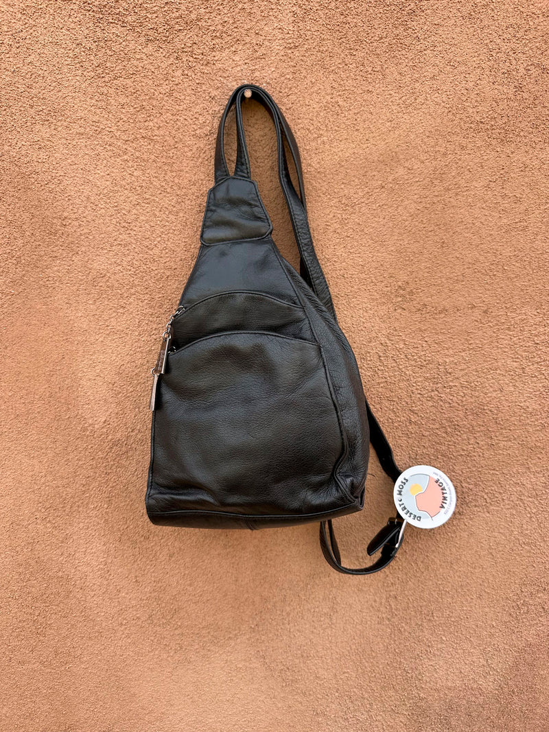 Pelle Studio Black Leather Multi-pocket Backpack