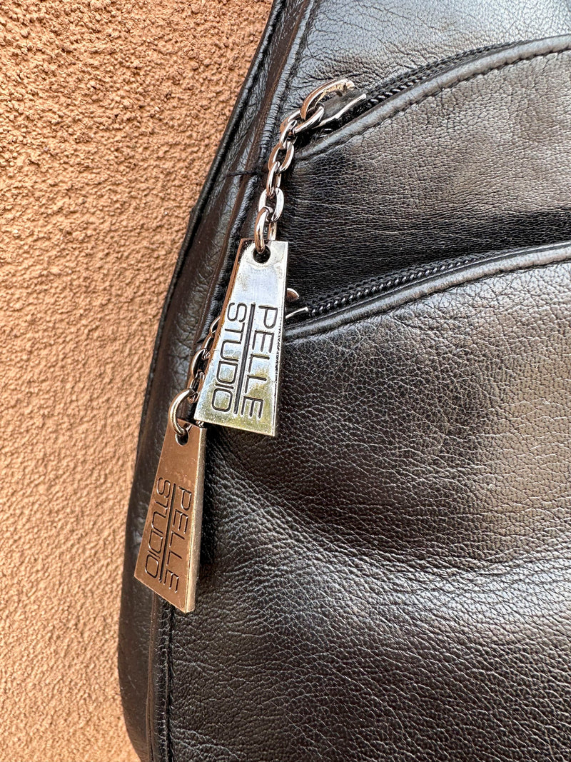 Pelle Studio Black Leather Multi-pocket Backpack