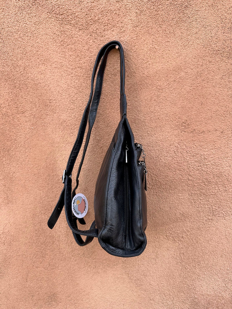 Pelle Studio Black Leather Multi-pocket Backpack