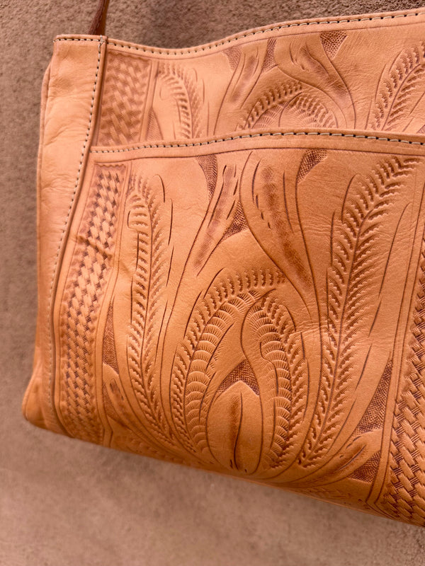 1990's Carlucci Multipocket Tooled Leather Purse - Deadstock