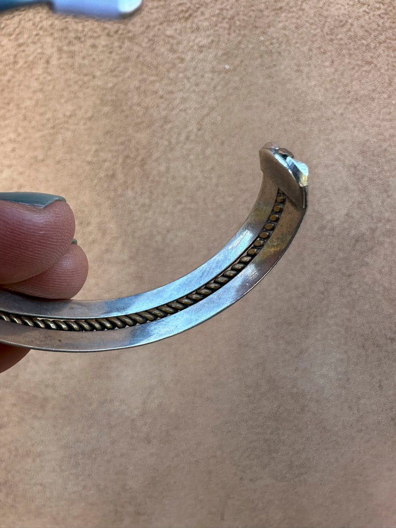 Sterling and Copper Cord Cuff