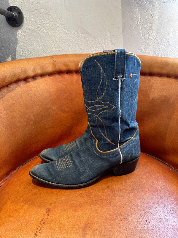 1970's Denim Cowboy Boots by Justin - 10.5B