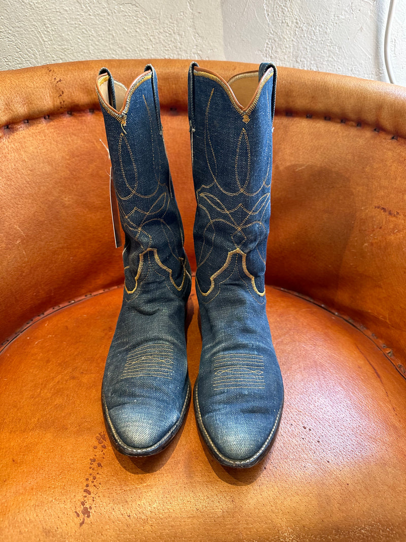 1970's Denim Cowboy Boots by Justin - 10.5B