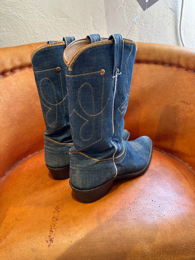 1970's Denim Cowboy Boots by Justin - 10.5B