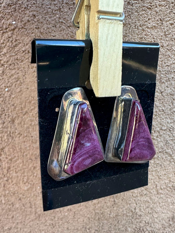 Purple Spiny Oyster & Sterling Silver Earrings
