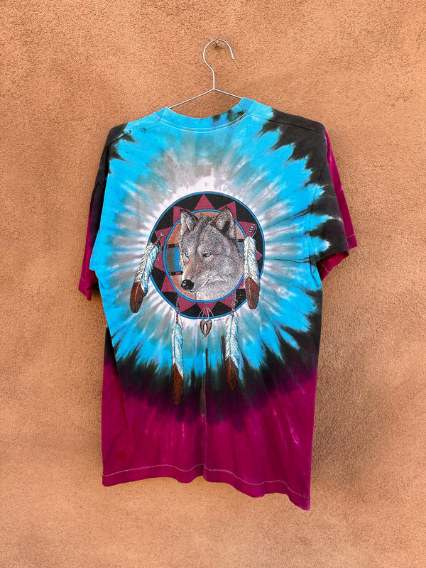 Tie Dye Arizona Wolf with Dreamcatcher T-shirt