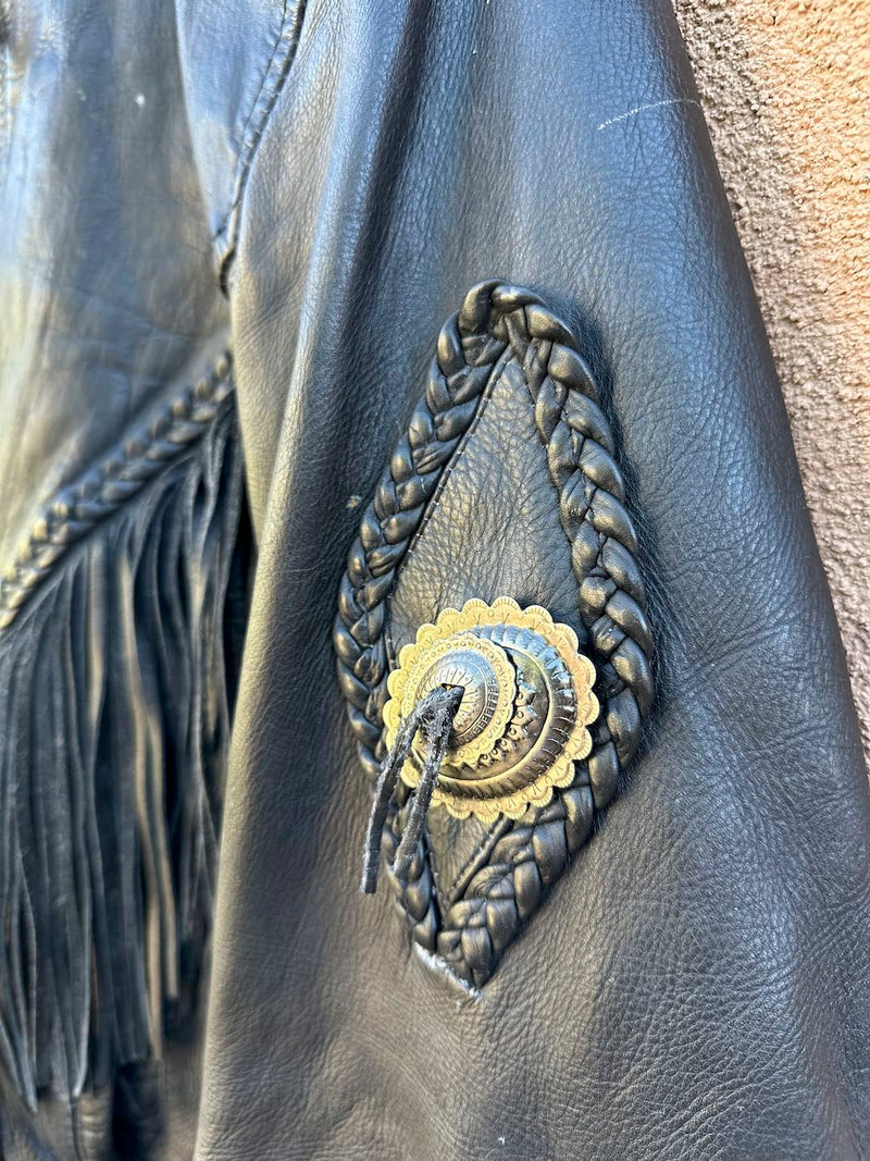 Women's Fringe Biker Jacket with Conchos S/M - as is