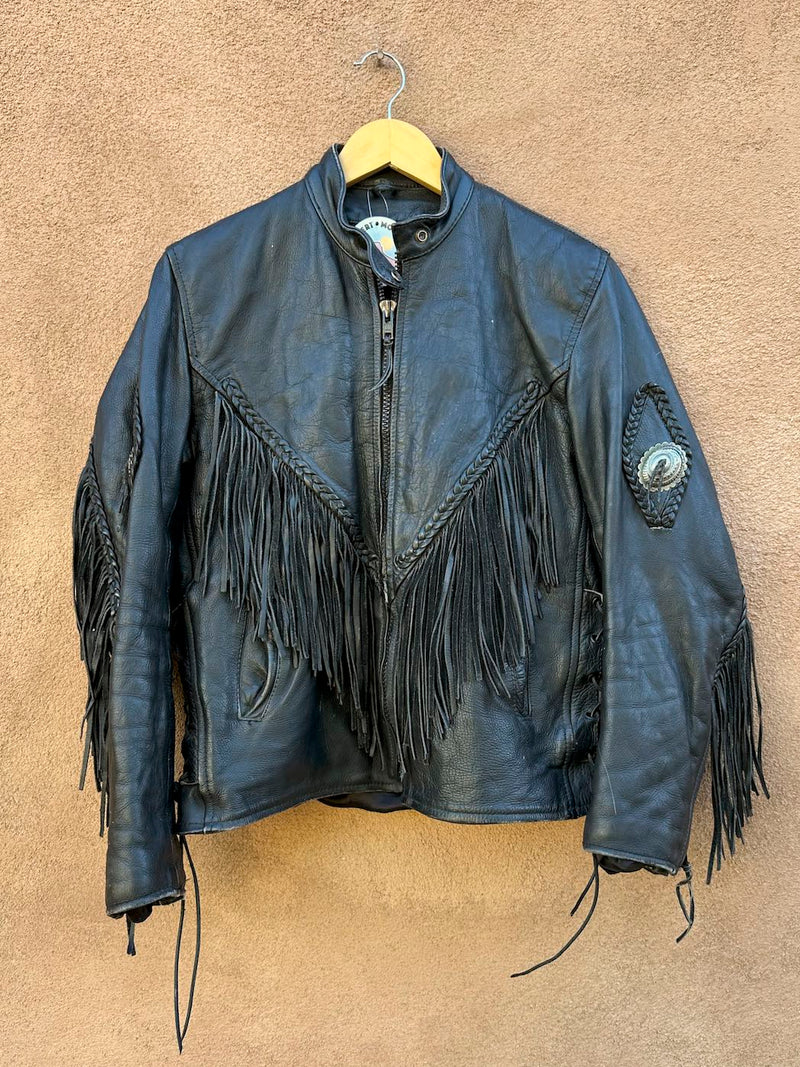 Women's Fringe Biker Jacket with Conchos S/M - as is
