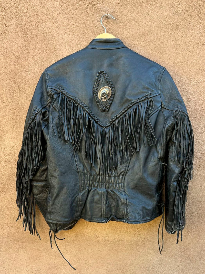 Women's Fringe Biker Jacket with Conchos S/M - as is