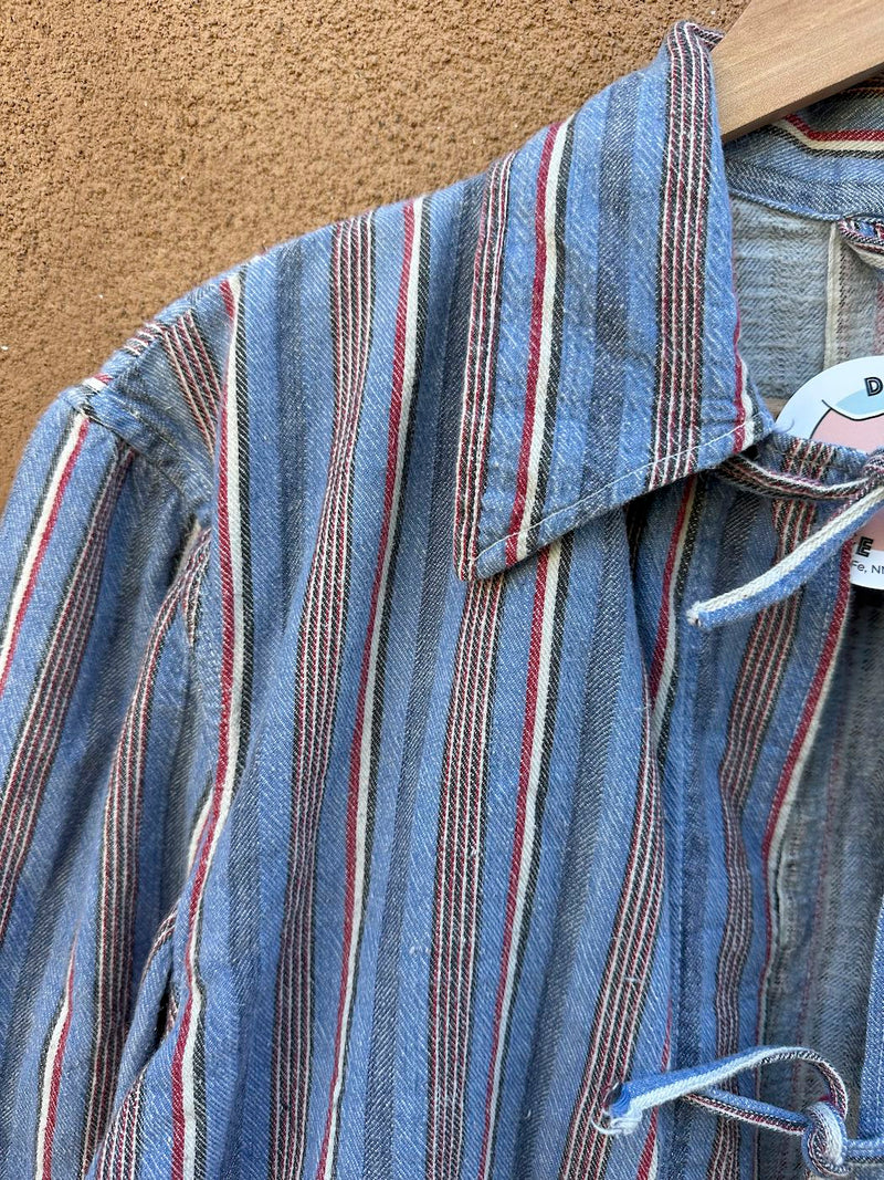 Striped Selvedge Cotton 1950's Bulgarian Military Work Jacket