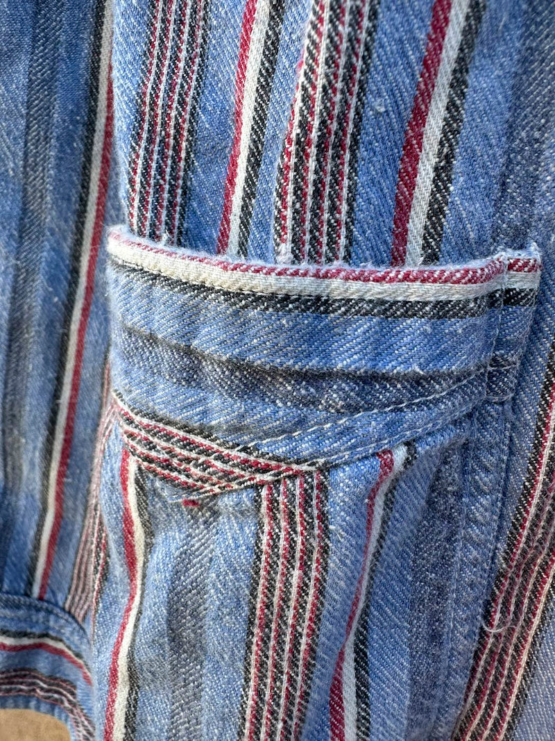 Striped Selvedge Cotton 1950's Bulgarian Military Work Jacket