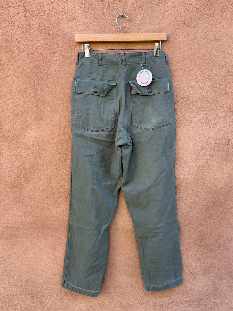 Drab Green Military Issue Cotton Trousers Vietnam Era, Cotton Sateen