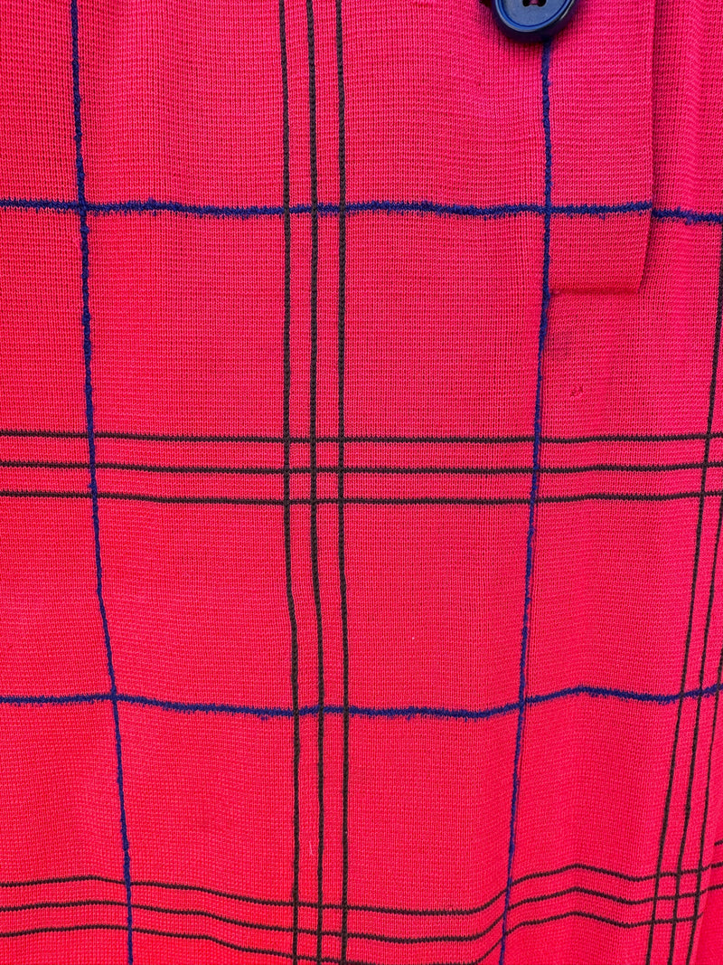 1960's Gino Paoli Red/Blue Windowpane Dress with Pockets - as is