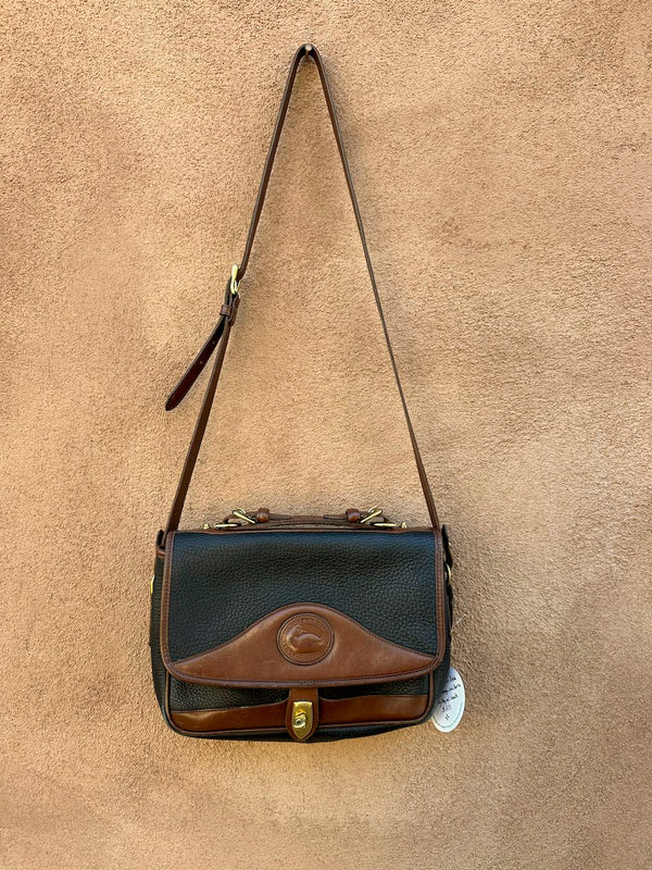 Black & Brown Pebble Grain Dooney and Bourke Crossbody Bag with Handle