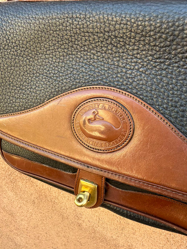 Black & Brown Pebble Grain Dooney and Bourke Crossbody Bag with Handle