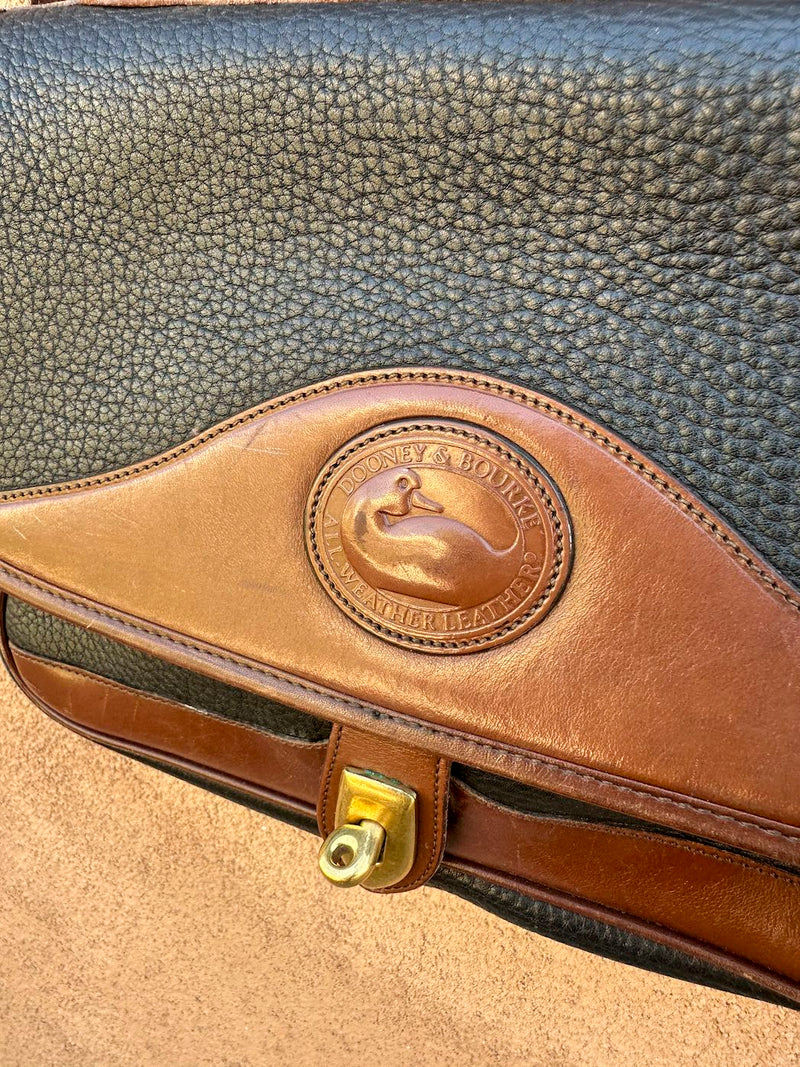 Black & Brown Pebble Grain Dooney and Bourke Crossbody Bag with Handle