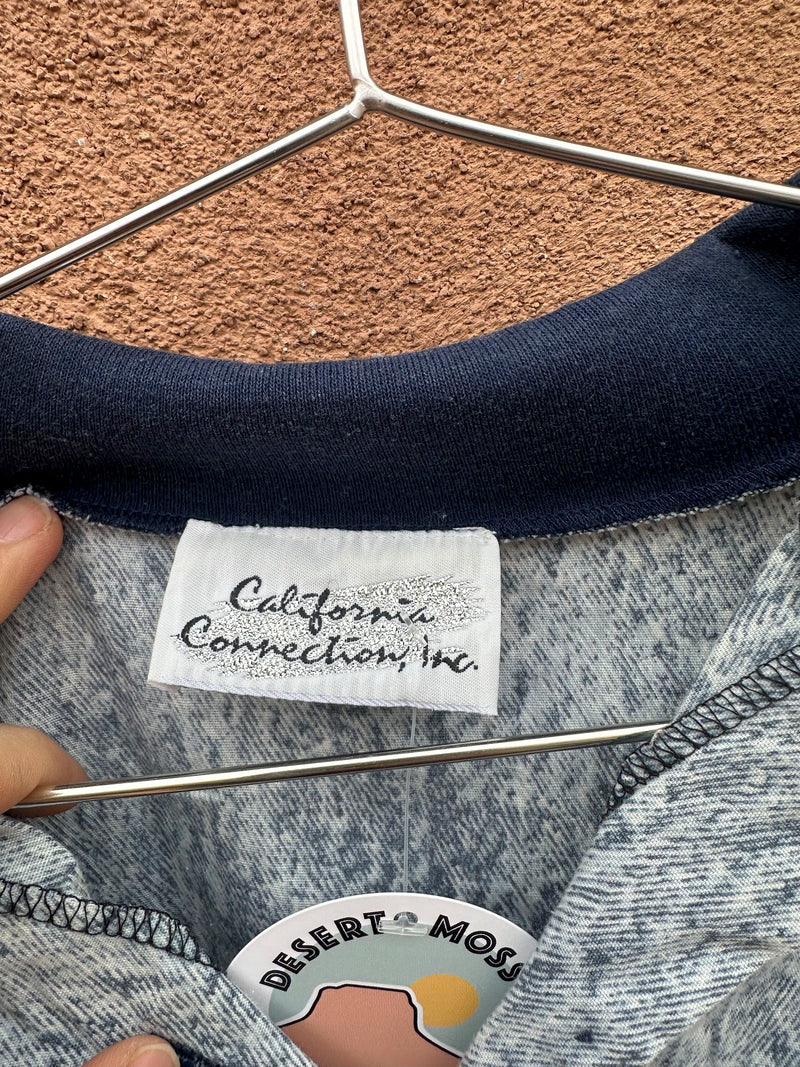 California Connection Inc. Acid Wash Style 3/4 Sleeve Blouse