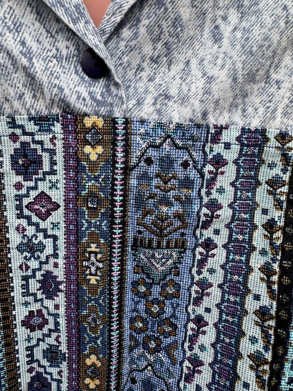 California Connection Inc. Acid Wash Style 3/4 Sleeve Blouse