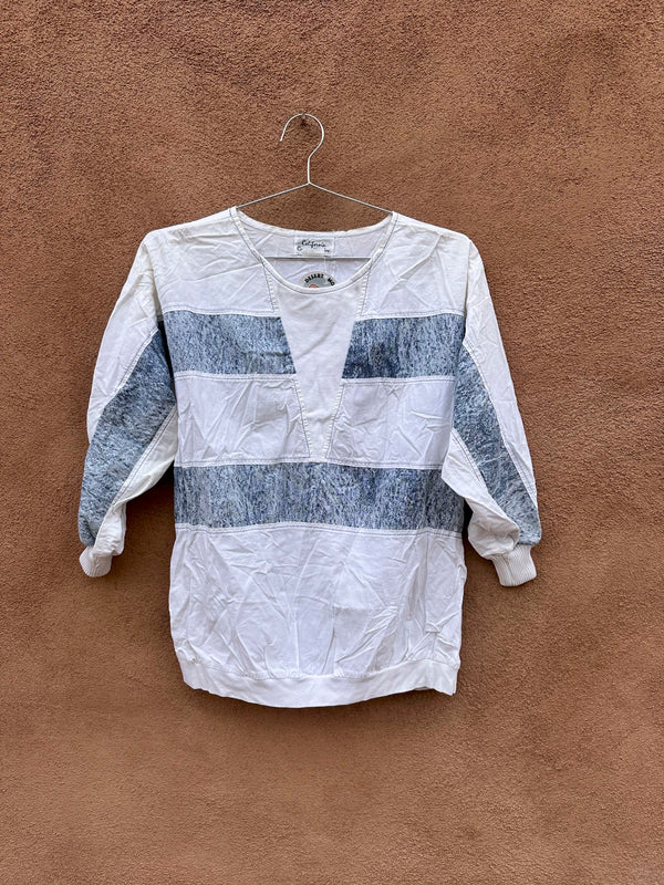 California Connection Inc. Patchwork 1980's 3/4 Sleeve Shirt