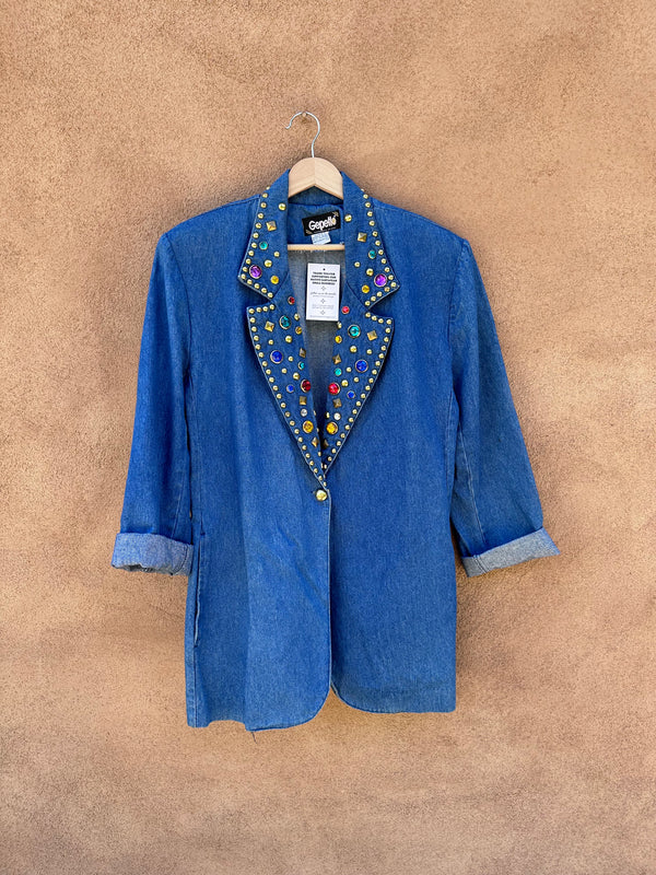 Rhinestone Party! Denim Blazer by Gepetto