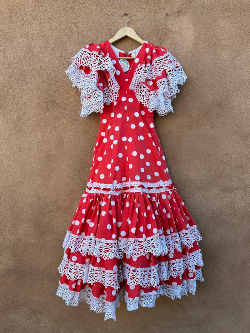 Handmade Spanish Layered Flamenco Polka Dot Dress