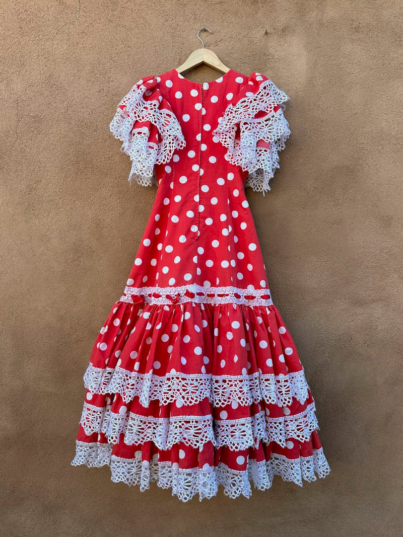 Handmade Spanish Layered Flamenco Polka Dot Dress
