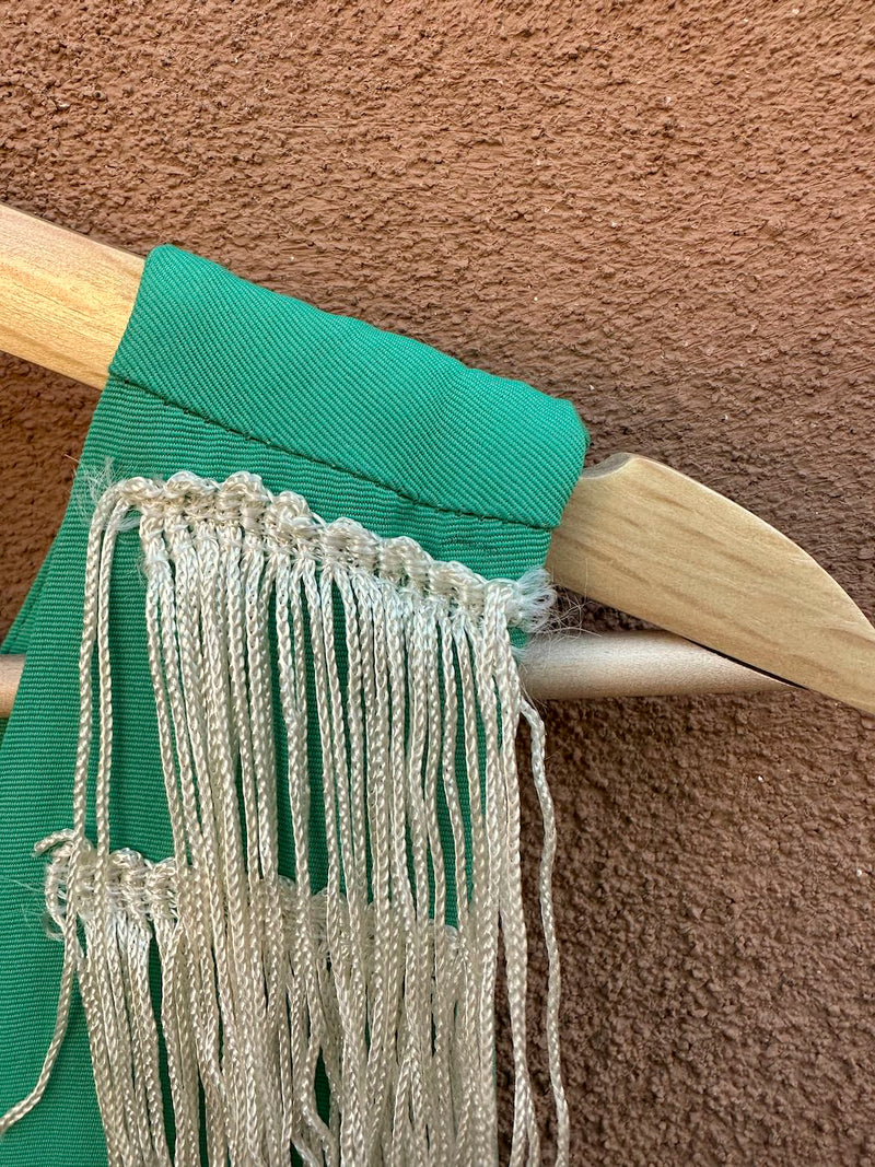 Seafoam Green Fringed 1950's Mini Flapper Gabardine Dress with Head/Neck Band