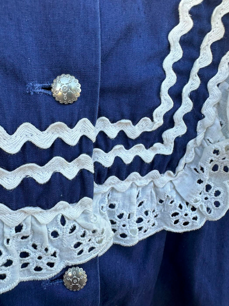 Blue and White Fiesta Dress, Made in Old Santa Fe by Ganscraft - as is