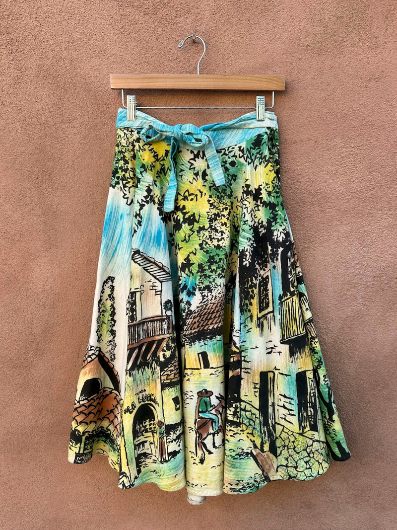 Hand Painted Artegreen 1950's Mexican Skirt