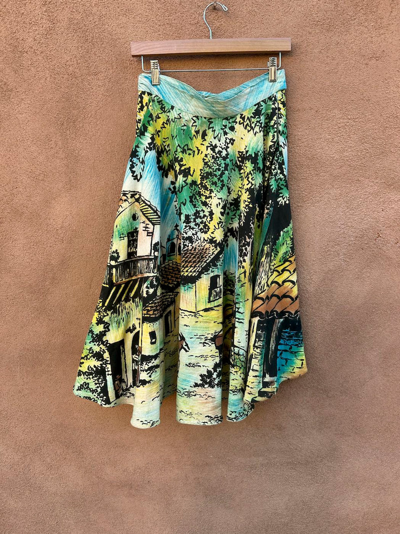 Hand Painted Artegreen 1950's Mexican Skirt