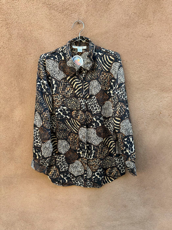 Jessica Holbrook Silk Animal Print Blouse