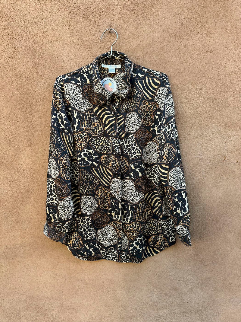 Jessica Holbrook Silk Animal Print Blouse