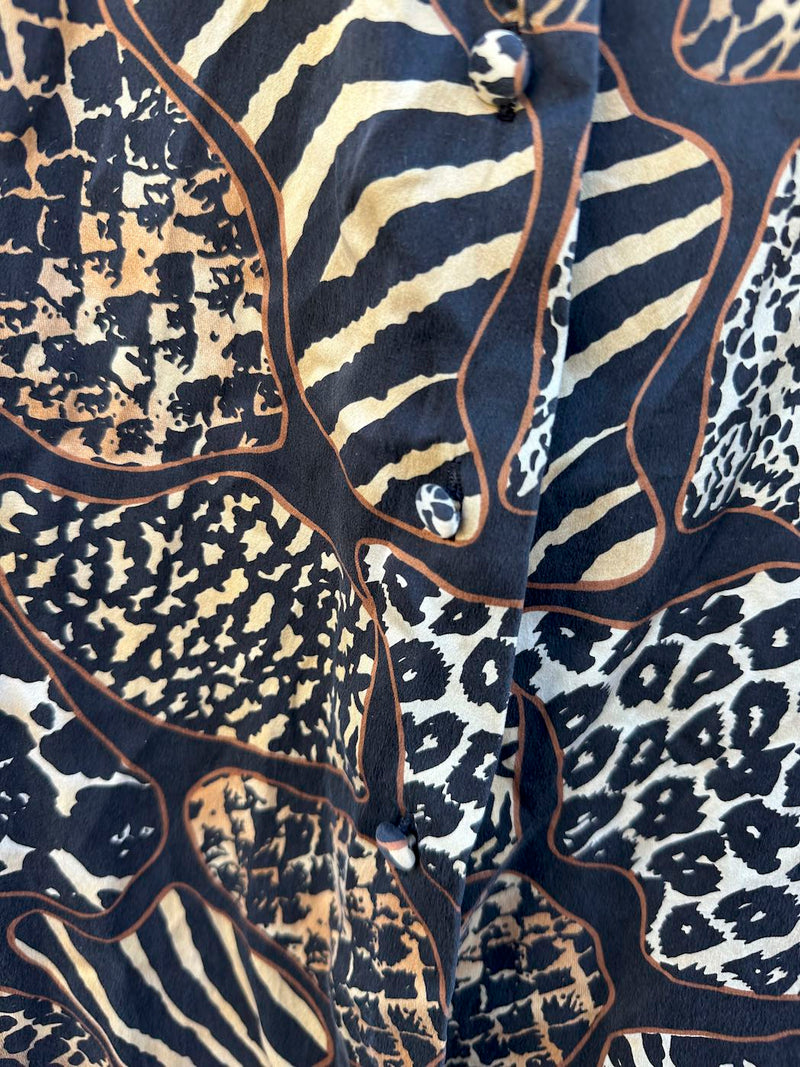 Jessica Holbrook Silk Animal Print Blouse