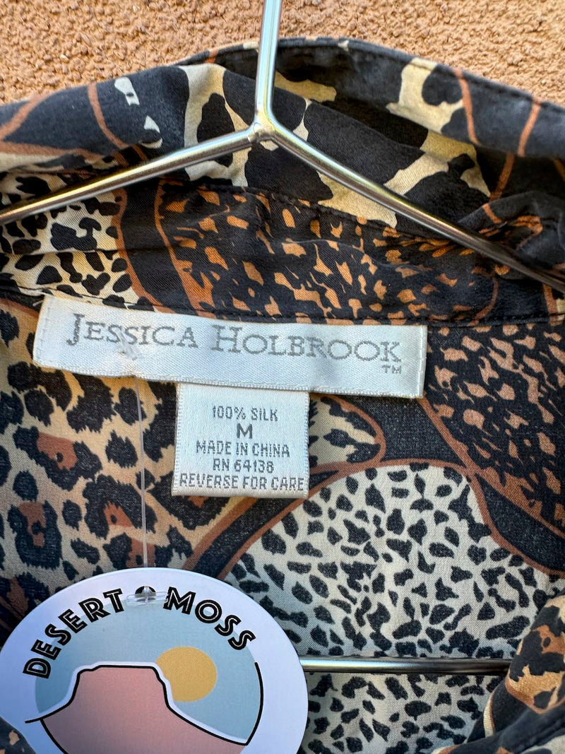 Jessica Holbrook Silk Animal Print Blouse