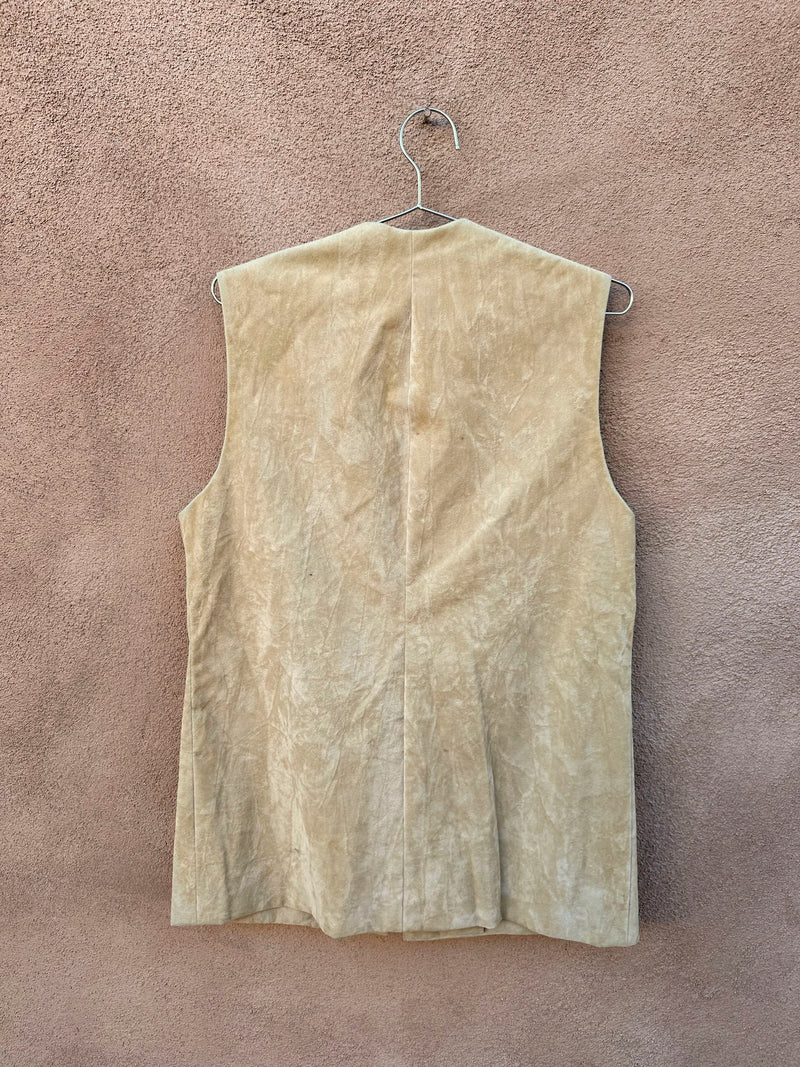 1960's Tan Velveteen Zip Up Vest - as is