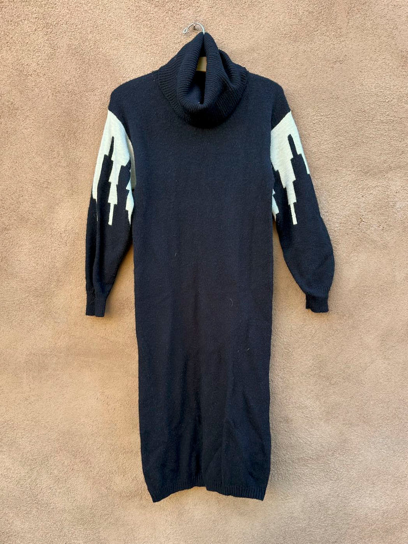 Black and White Turtleneck Sweater Dress S/M