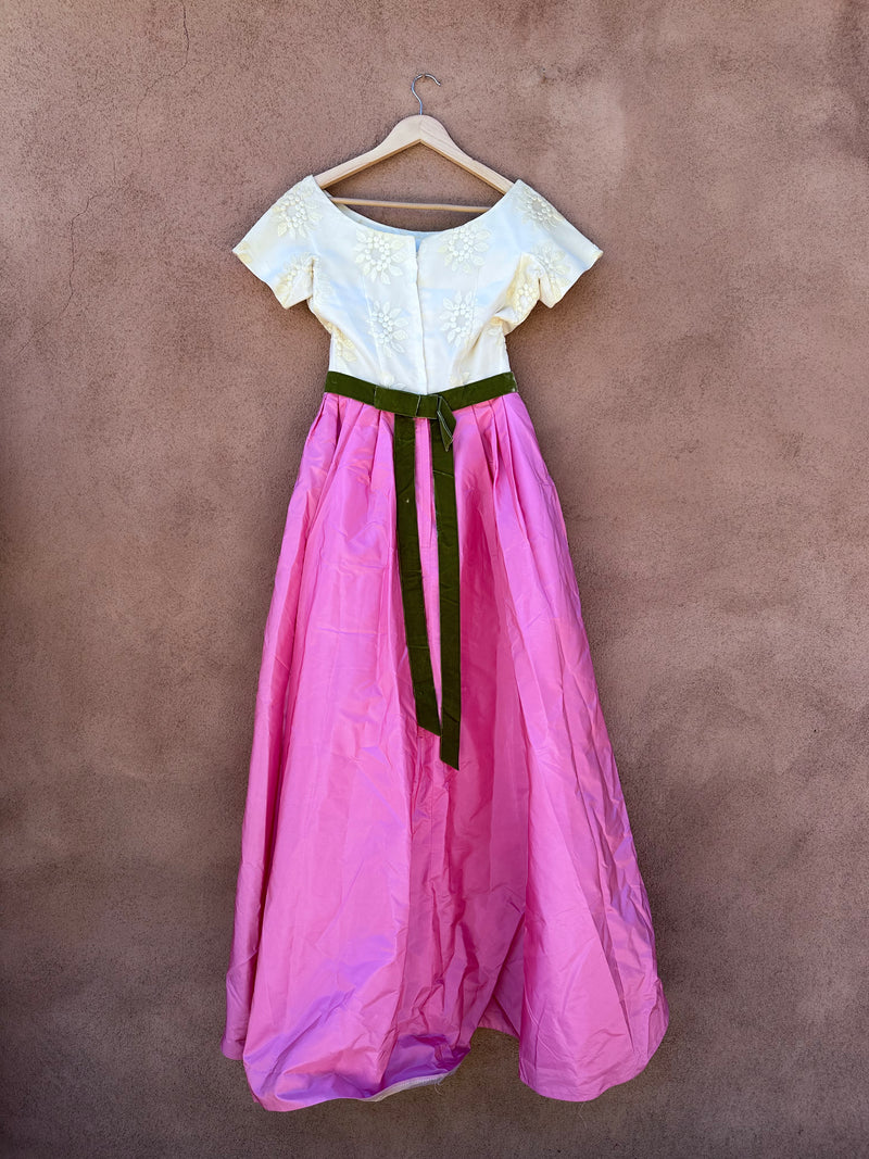 Amazing 60's Pink, Cream, and Green Dress