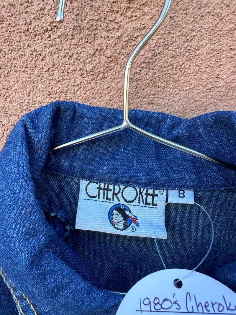 cherokee denim dress Cherokee 3T Girls Vintage Denim Dress Medium 1990s Short Sleeve Star Stripe