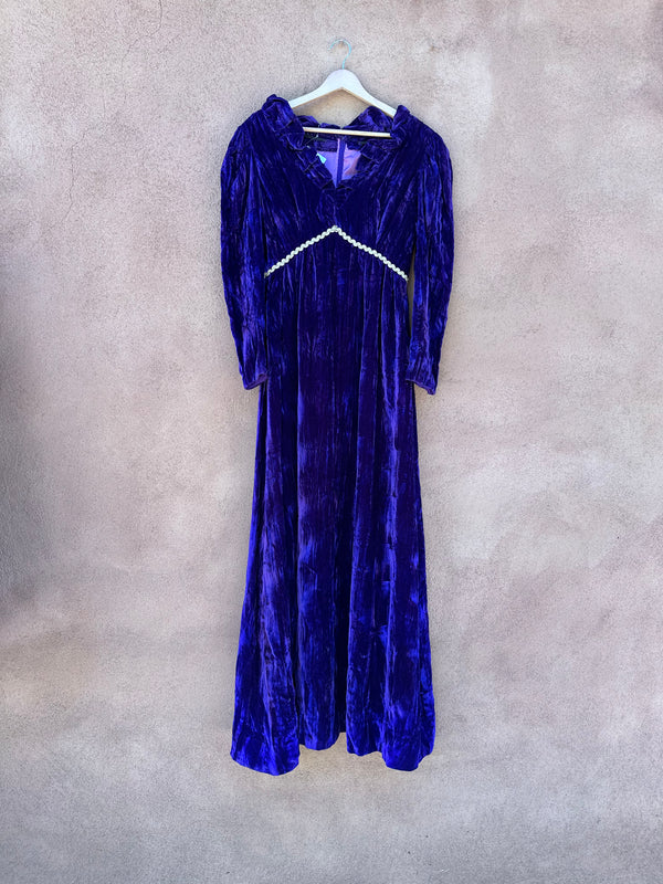 Purple Victorian Style Velveteen Satin Lined Dress