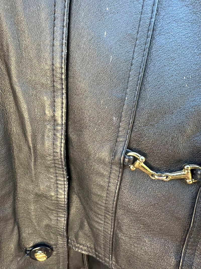 Black 90's Comint Leather Jacket as is