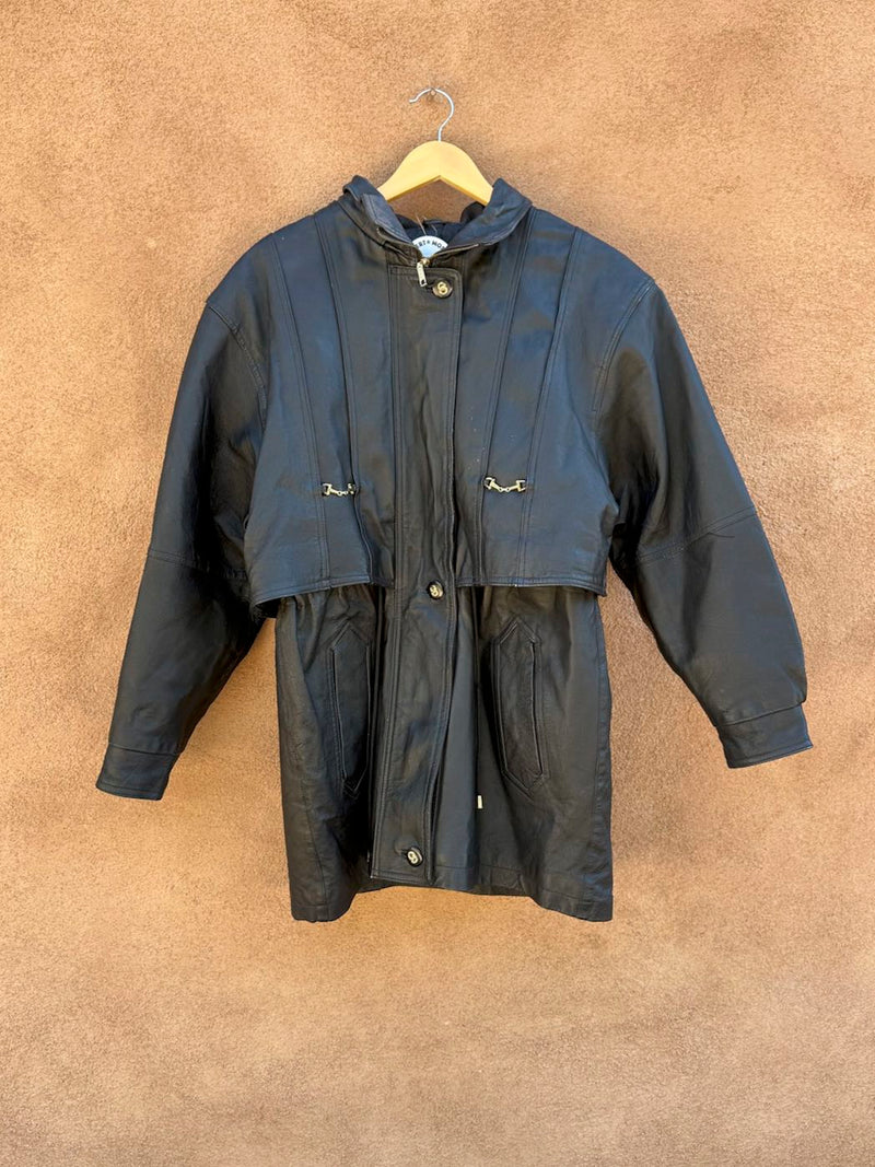 Black 90's Comint Leather Jacket as is